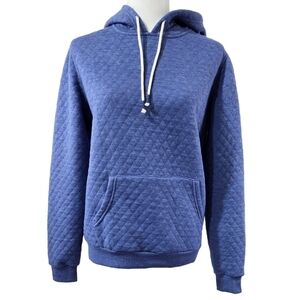 Marine Layer Corbet Blue Quilted Hoodie Kangaroo Pocket Gorpcore Soft Warm